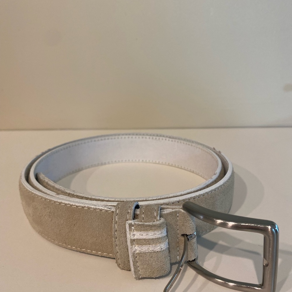 Genuine Italian leather Exibit Vera Pelle greige suede belt size 52/130